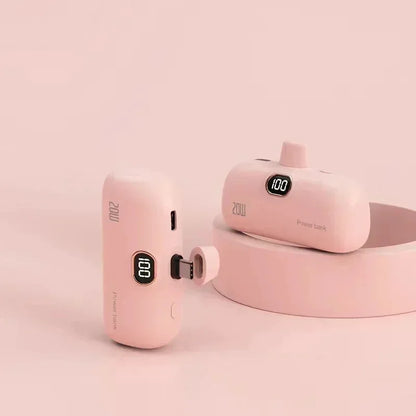 Mini Powerbank 2600-10000mAh with Integrated Connector – Compact Fast Charging with Digital Display