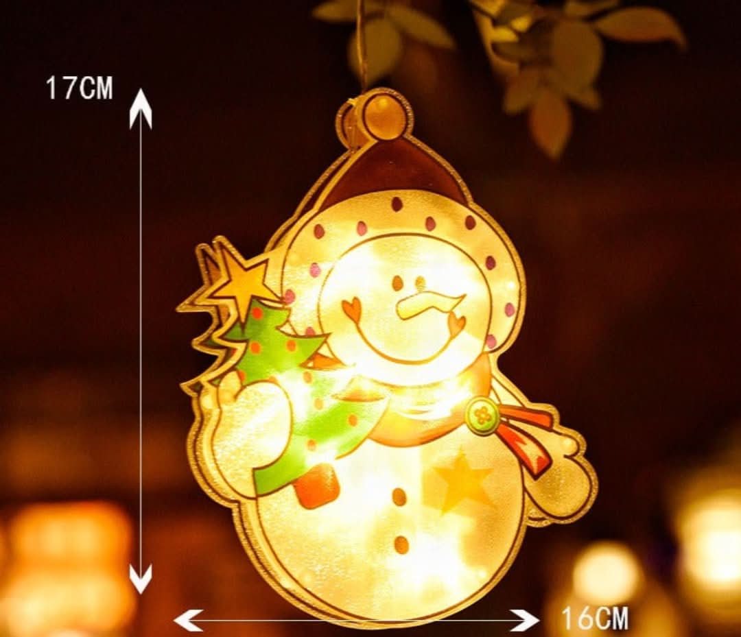 Decorațiune LED de Crăciun pentru fereastră, cu ventuză