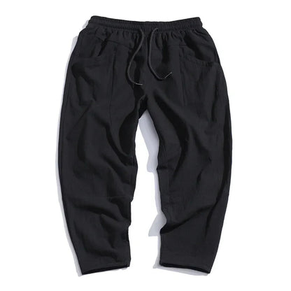 Pantalon court pour homme en coton et lin – Respirant, confortable et décontracté