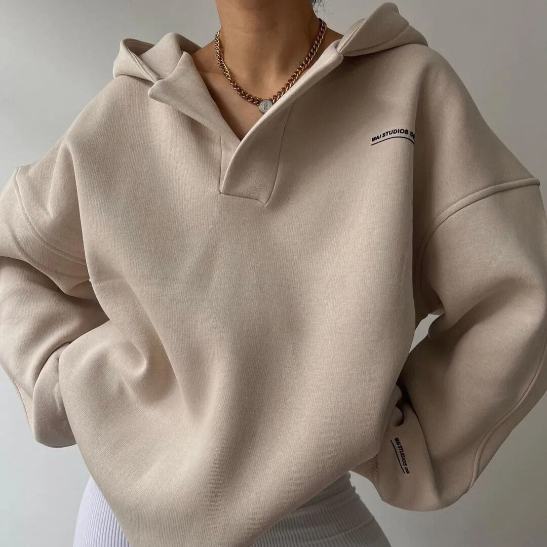 Classic Oversized Hoodie with V Neck Soft for Women