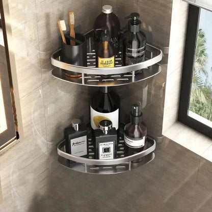 Corner Bathroom Shelf Without Drilling with Two Storage Shelves