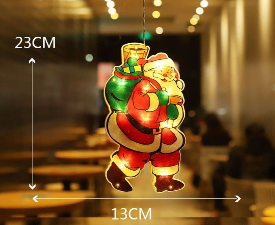 Decorațiune LED de Crăciun pentru fereastră, cu ventuză