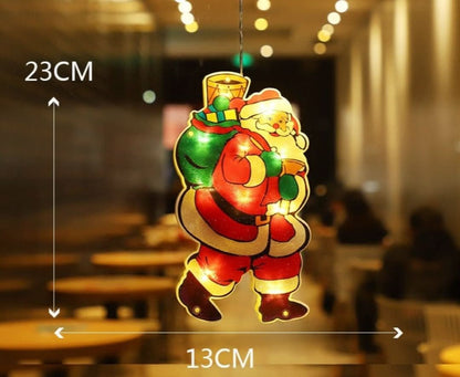 Decorațiune LED de Crăciun pentru fereastră, cu ventuză