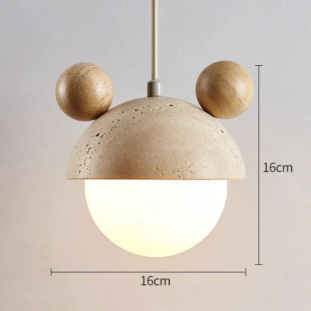 Elegant Micky-pendellampe i travertin med LED-belysning