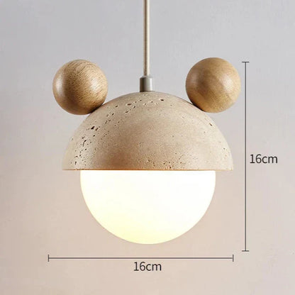 Elegant Micky-pendellampe i travertin med LED-belysning