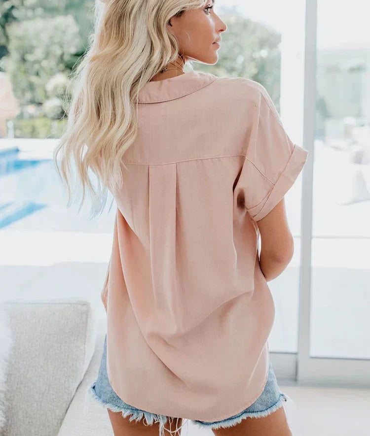 Blusa da donna con chiusura a bottoni e vestibilità ampia, per uno stile casual