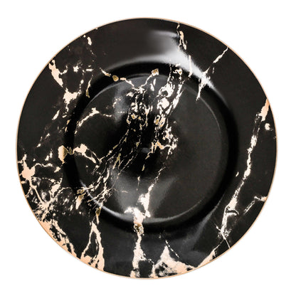 Luxury Porcelain Plates with Marble Effect and Gold Accents for a Stylish Table Setting