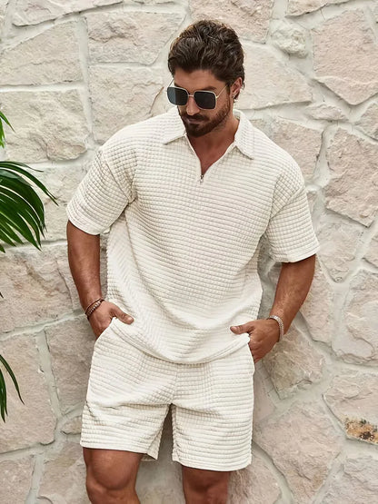 Set with V-neck and texture