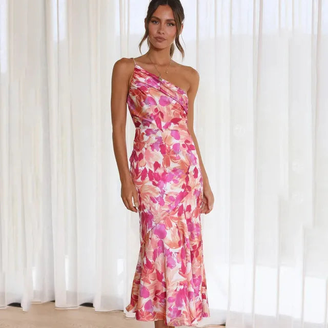Pink Floral Off-Shoulder Dress - Noemi