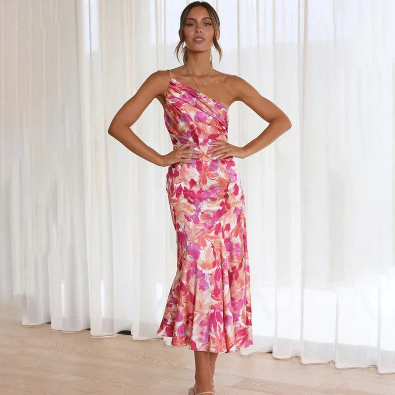 Pink Floral Off-Shoulder Dress - Noemi