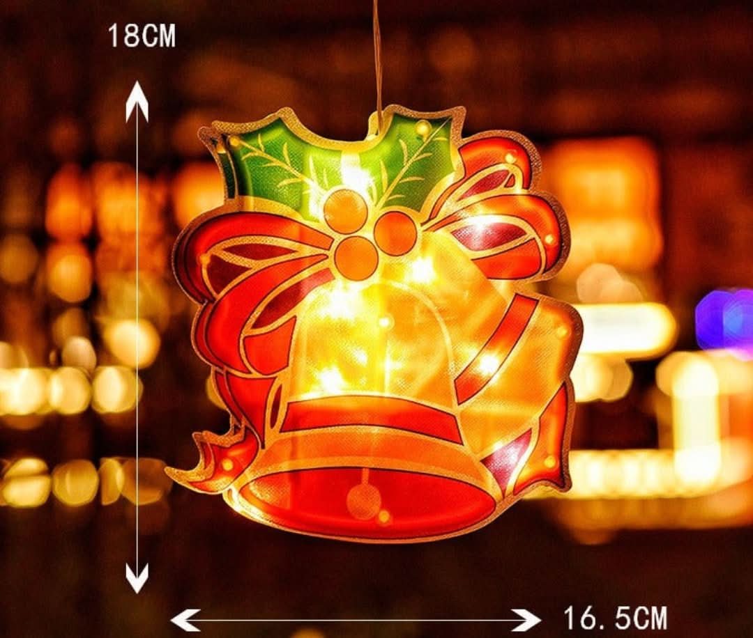 Decorațiune LED de Crăciun pentru fereastră, cu ventuză