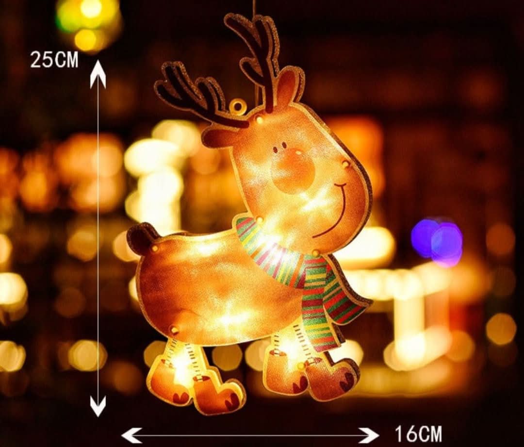 Decorațiune LED de Crăciun pentru fereastră, cu ventuză