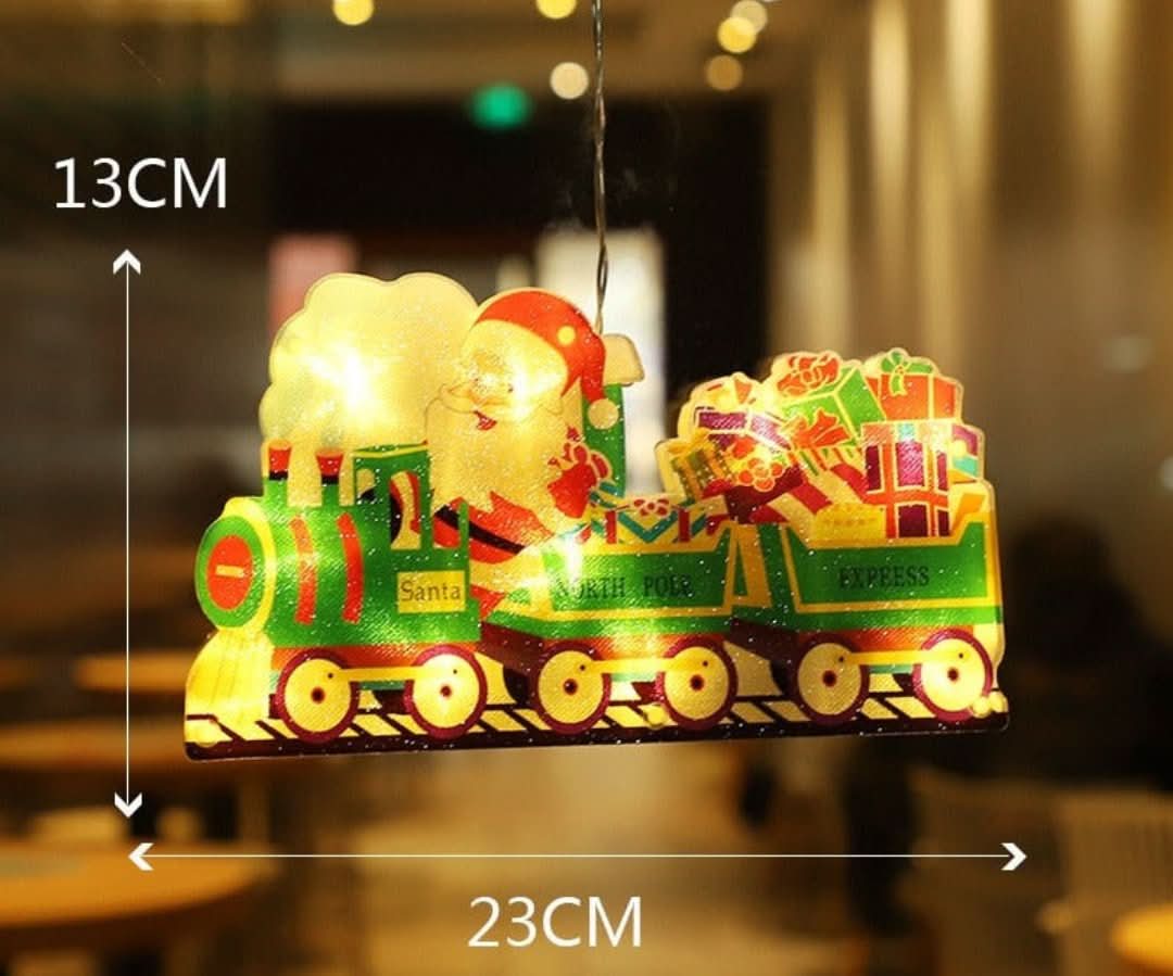 Decorațiune LED de Crăciun pentru fereastră, cu ventuză