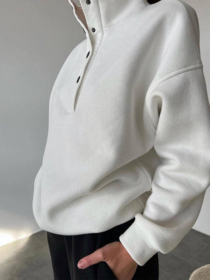 Ladies' Cosy Fleece Set with Stand-Up Collar and Press Studs
