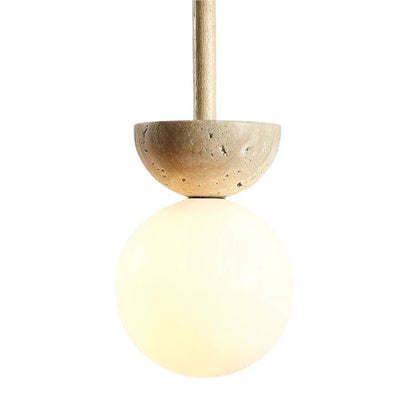 Round Travertine LED Pendant Lamp – Modern Elegance