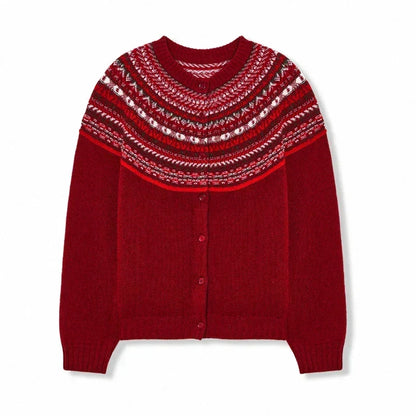 Ladies' Cozy Wool Vest with Norwegian Pattern and Button Closure