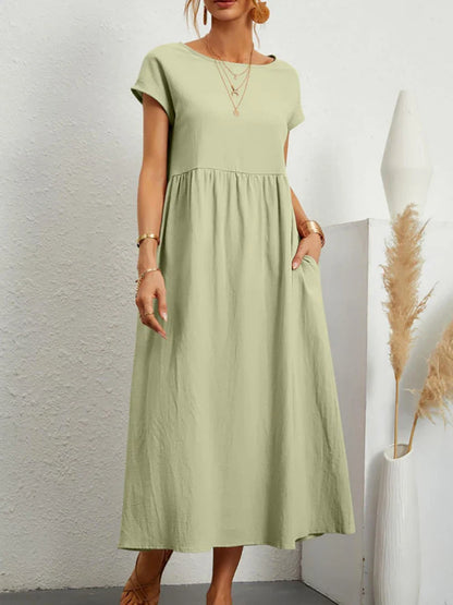 O-neck vintage cotton dress - Brenda