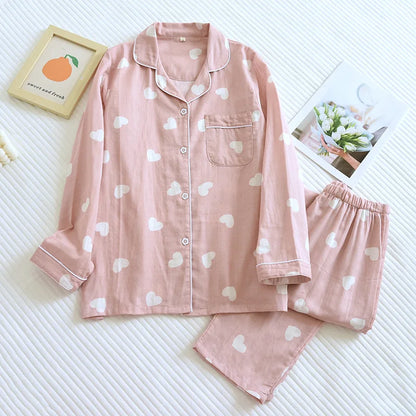 Ladies' Pyjama Set Long Sleeves Trousers Hearts
