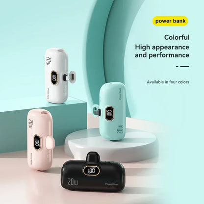 Mini Powerbank 2600-10000mAh with Integrated Connector – Compact Fast Charging with Digital Display