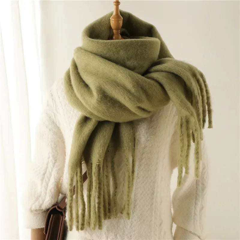 Schicker langer Winterschal mit Fransen für Damen