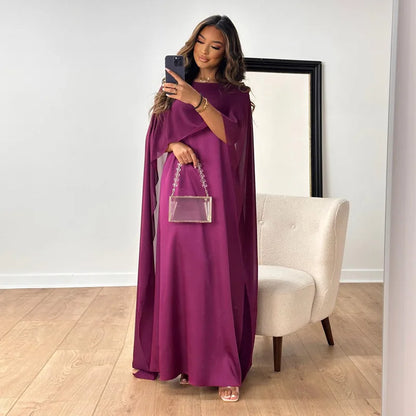 Luxe Maxi Evening Dress for Ladies with Cape Sleeves