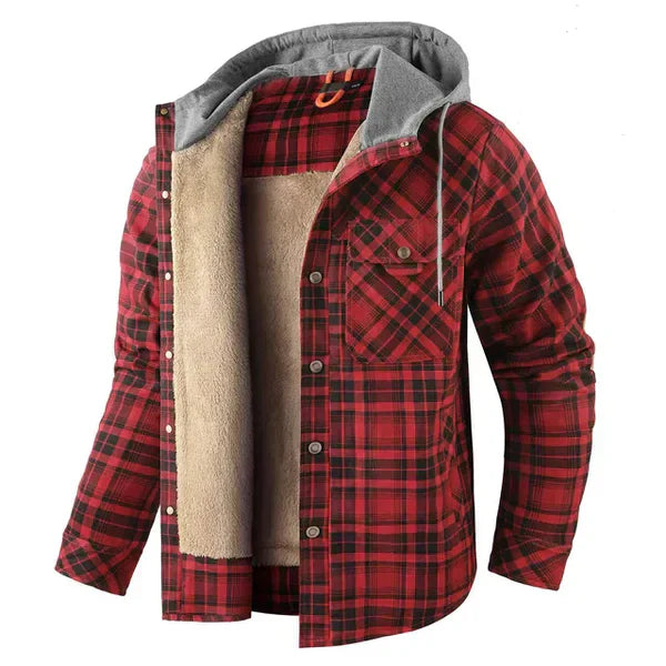 Ruben - Timeless rugged check overshirt with hood for men