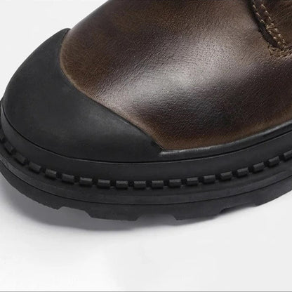 Vintage-Herrenstiefel aus Leder mit Schnürung und Reißverschluss – warm, robust und langlebig