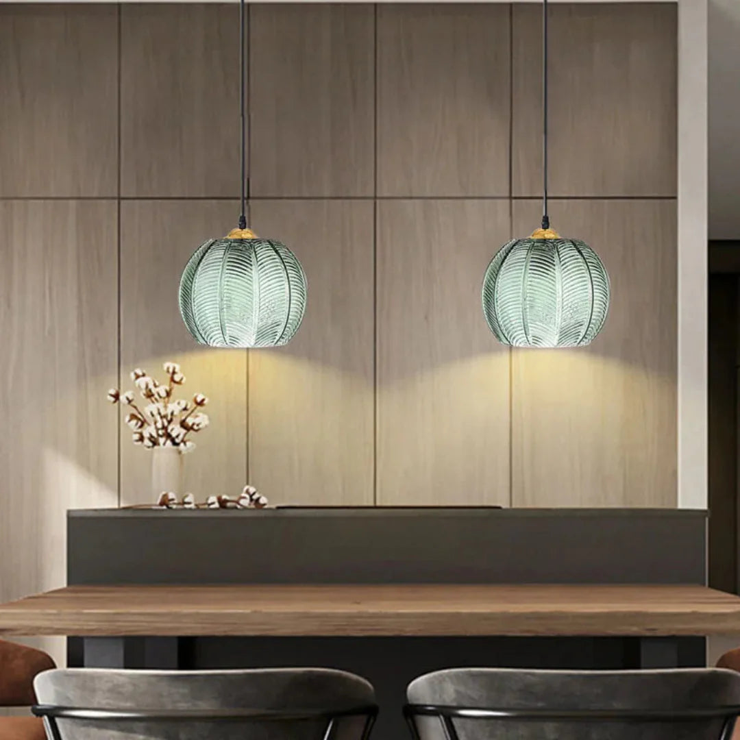 Modern Nordic Pendant Light with Green Leaf Pattern