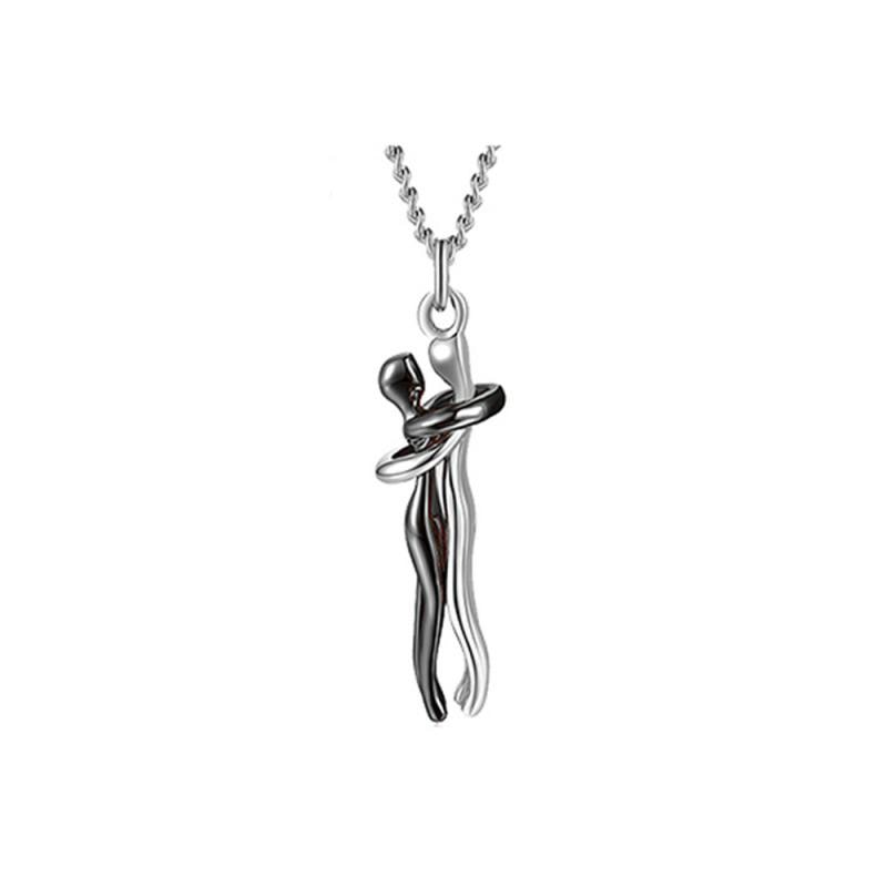 Golden Embrace Couple Pendant Necklace