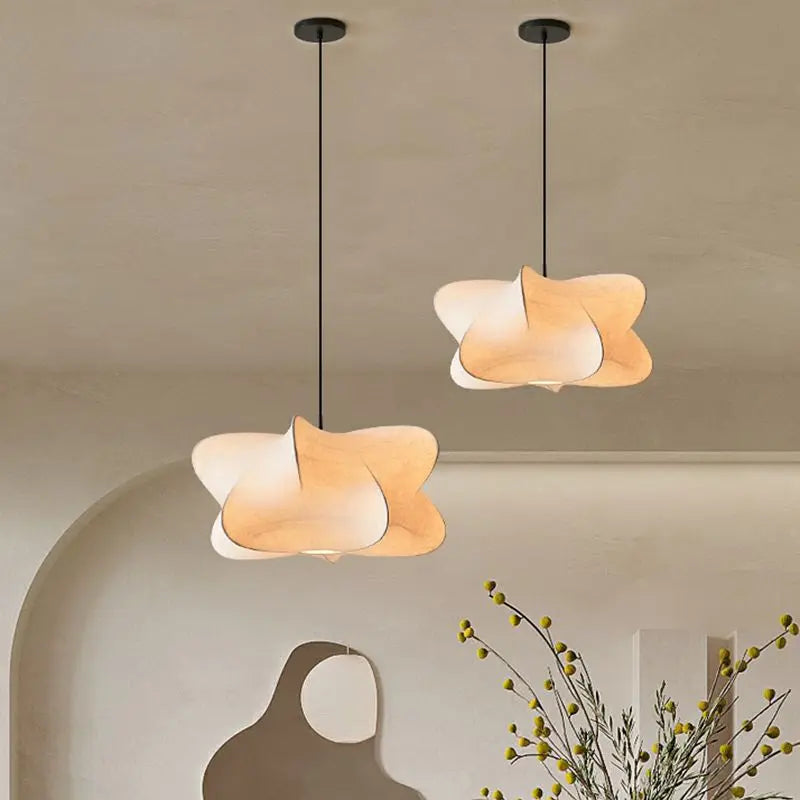Japanese Silk Pendant Lamp - Wabi Sabi Design