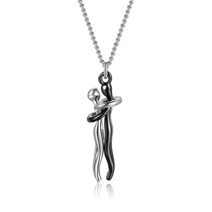 Golden Embrace Couple Pendant Necklace