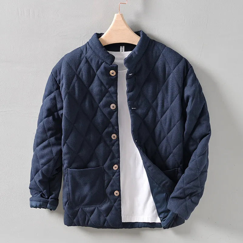 Men's Summer Jacket with Buttons and Diamond Quilting