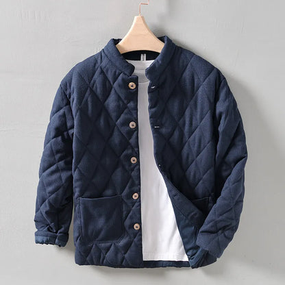 Men's Summer Jacket with Buttons and Diamond Quilting