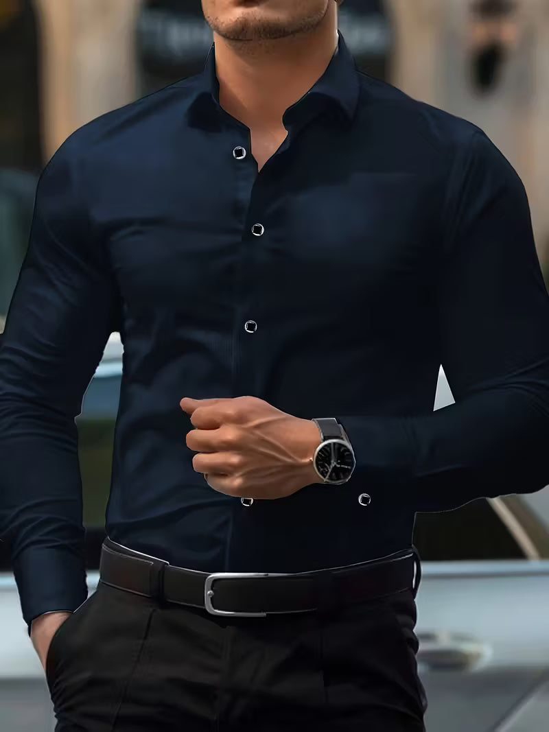 Shirt with Geometric Pattern and Slim Fit