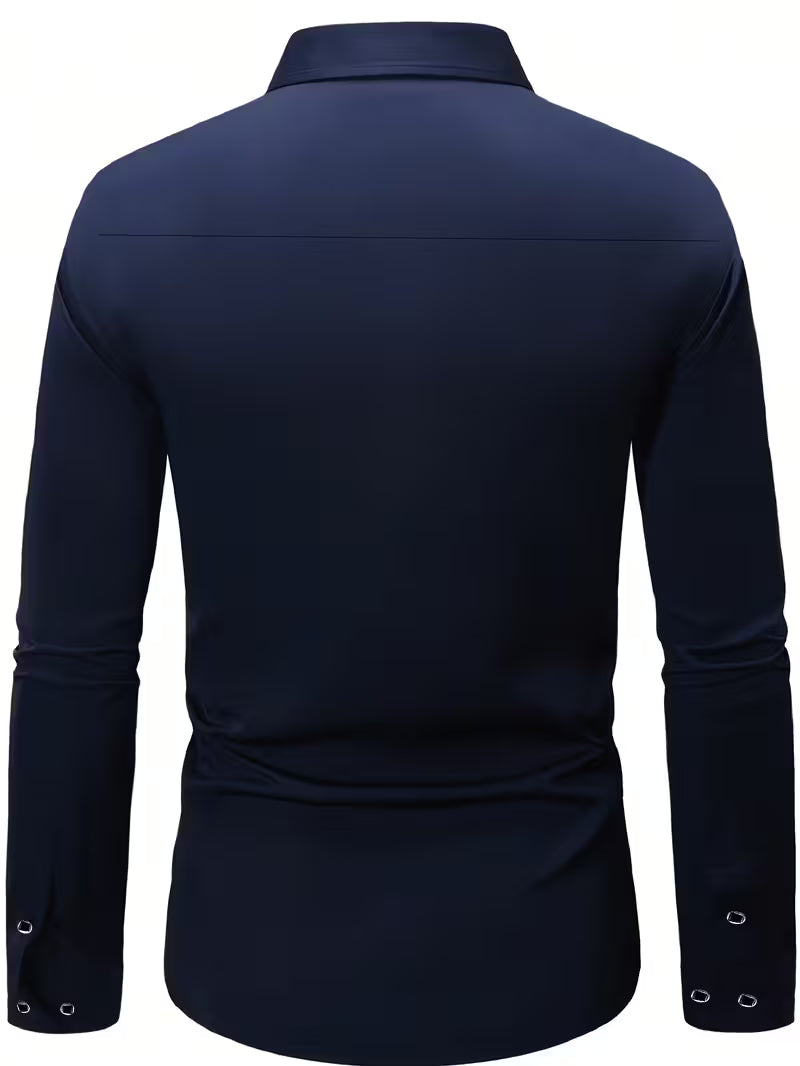 Shirt with Geometric Pattern and Slim Fit