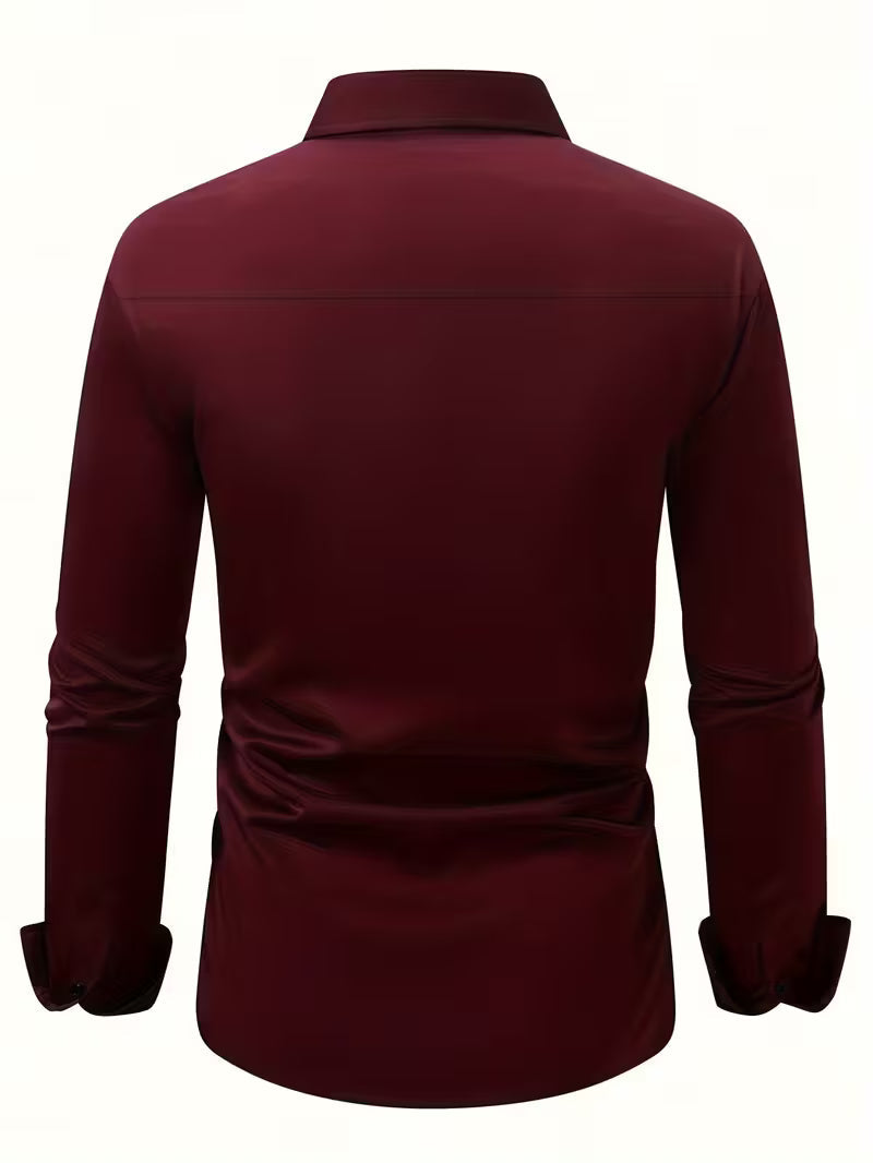 Shirt with Geometric Pattern and Slim Fit