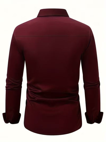 Shirt with Geometric Pattern and Slim Fit