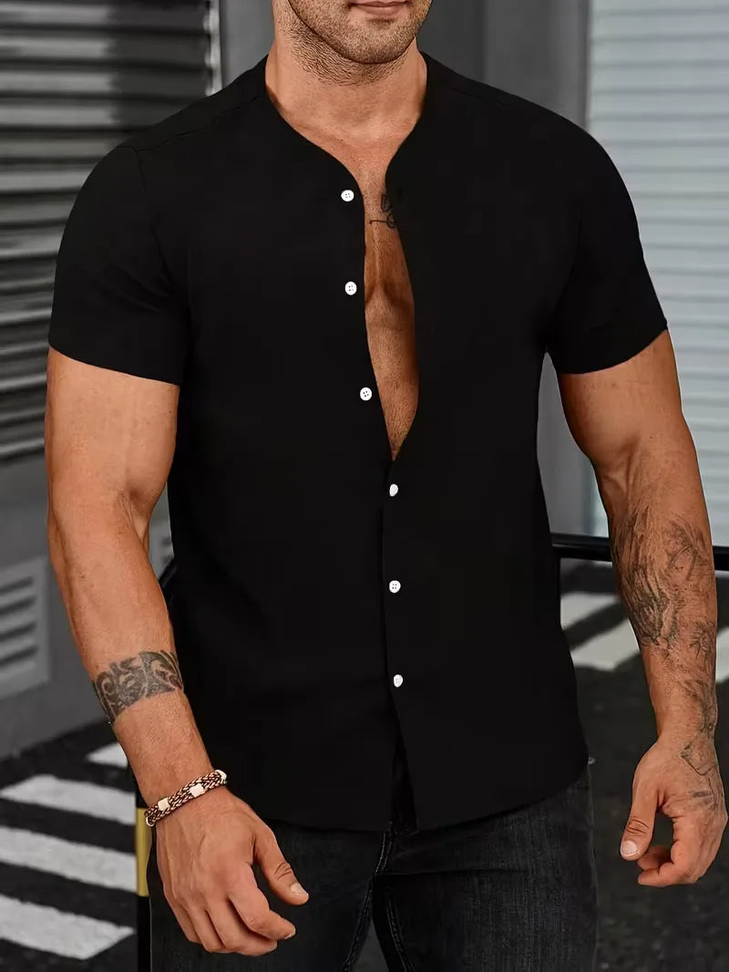 Shirt with Mandarin Collar