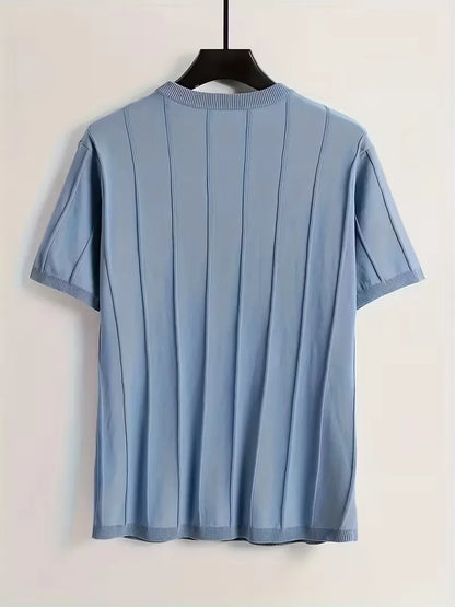 Short Sleeve Jumper with Vertical Rib Structure