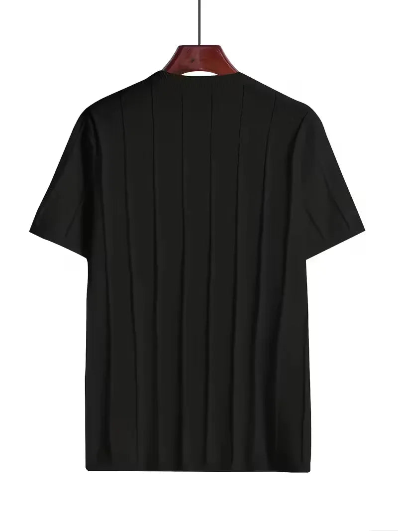 Short Sleeve Jumper with Vertical Rib Structure