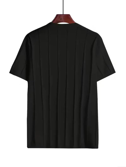 Short Sleeve Jumper with Vertical Rib Structure