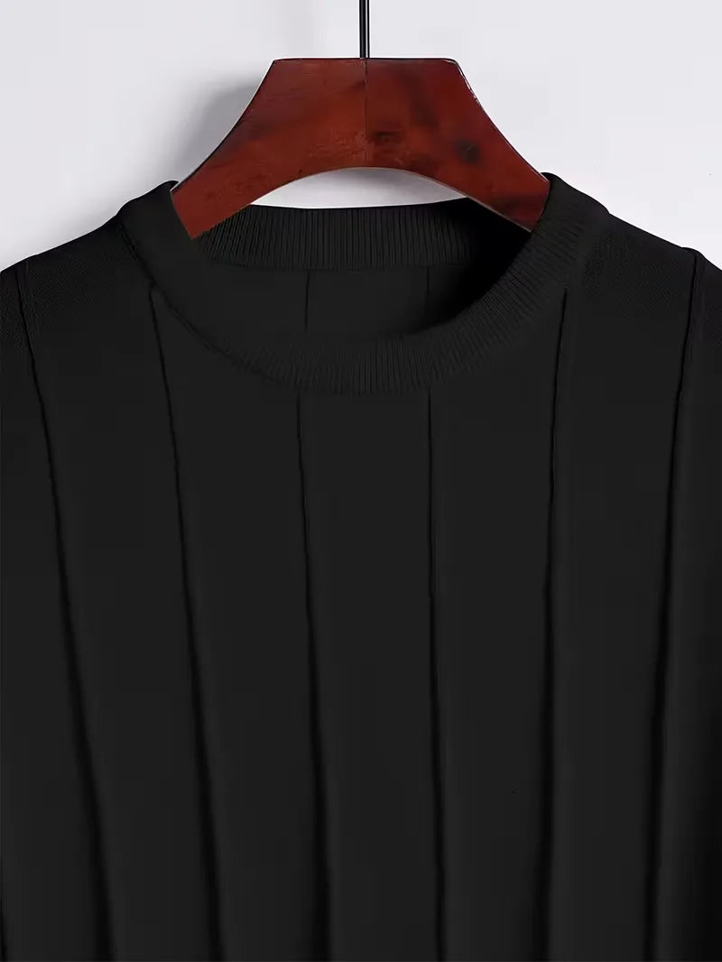 Short Sleeve Jumper with Vertical Rib Structure