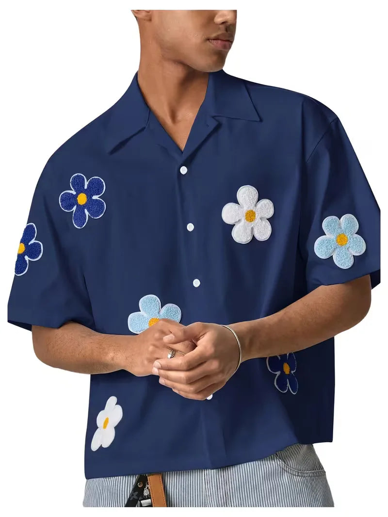 Short Sleeve Shirt with Flowers