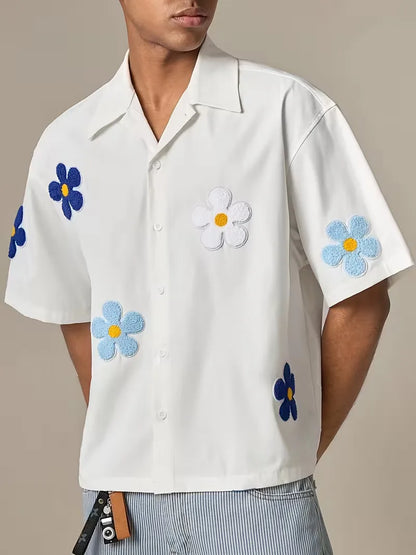 Short Sleeve Shirt with Flowers