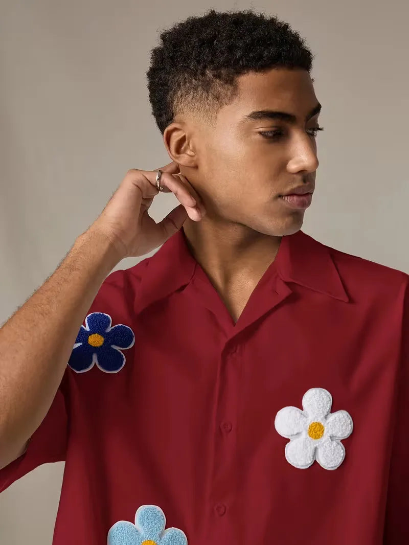 Short Sleeve Shirt with Flowers
