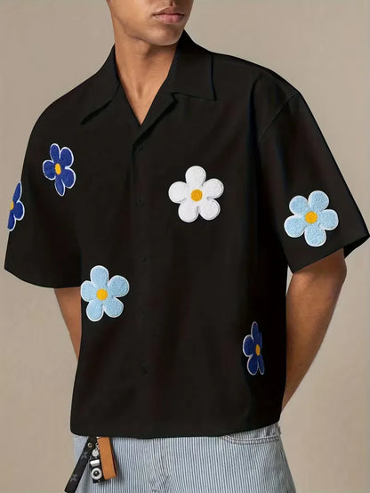 Short Sleeve Shirt with Flowers