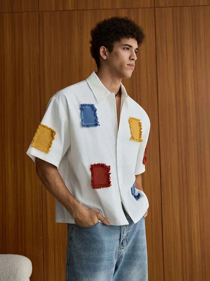 Short Sleeve Shirt with Patchwork