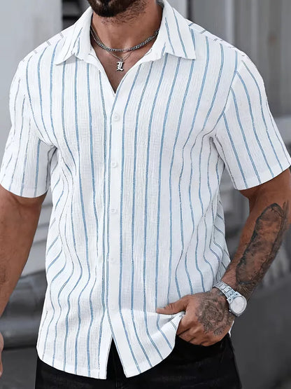 Short Sleeve Shirt with Vertical Stripes
