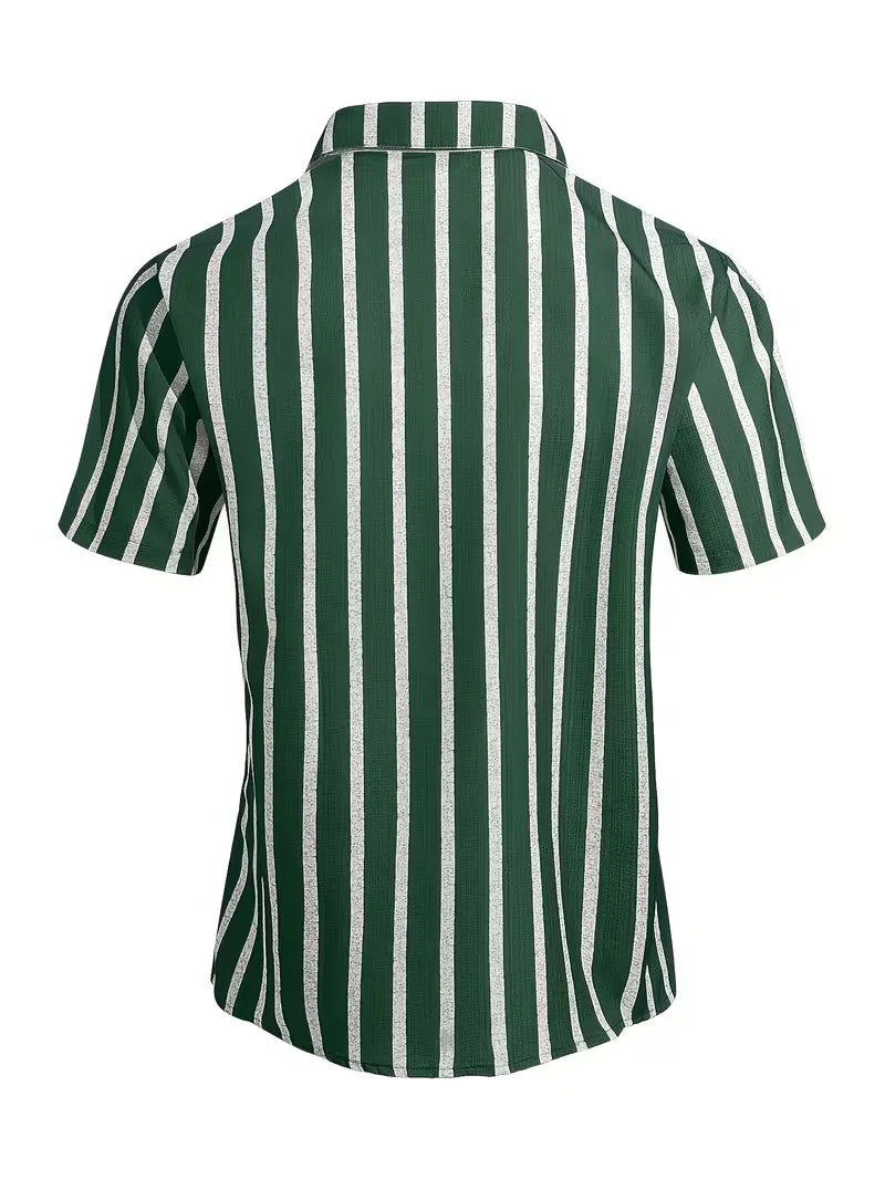 Short Sleeve Shirt with Vertical Stripes