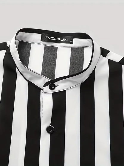 Short Sleeve Shirt with Vertical Stripes